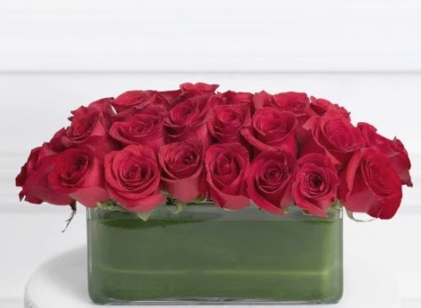 Modern Red Rose Low Arrangement | Valentine’s Day Luxury | Charlotte, NC